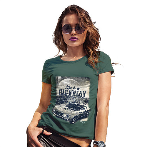 Novelty Tshirts Women Life Is A Highway Women's T-Shirt Small Bottle Green