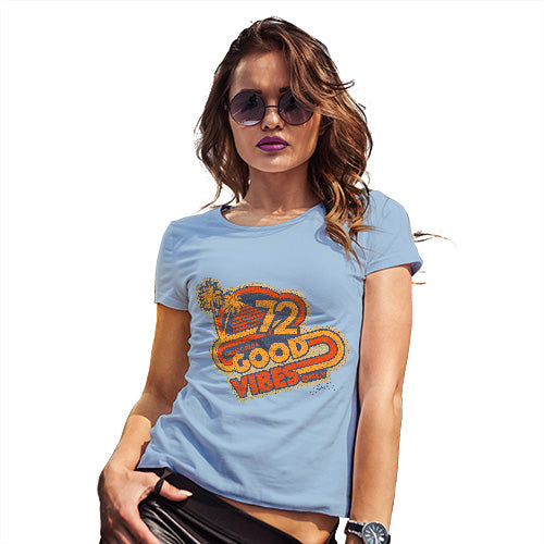 Funny Shirts For Women Good Vibes '72 Women's T-Shirt X-Large Sky Blue