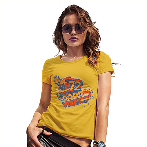Womens Novelty T Shirt Good Vibes '72 Women's T-Shirt Medium Yellow