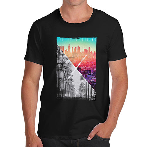 Novelty Tshirts Men Los Angeles City Of Dreams Men's T-Shirt Medium Black