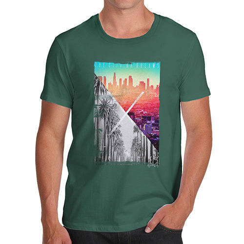 Funny Mens Tshirts Los Angeles City Of Dreams Men's T-Shirt Small Bottle Green