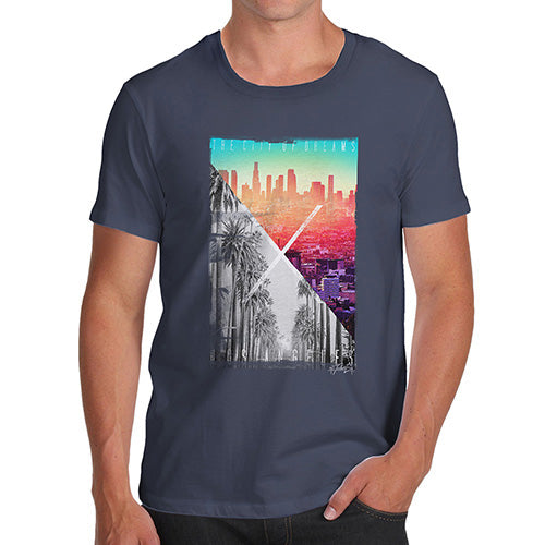 Mens Novelty T Shirt Christmas Los Angeles City Of Dreams Men's T-Shirt Medium Navy