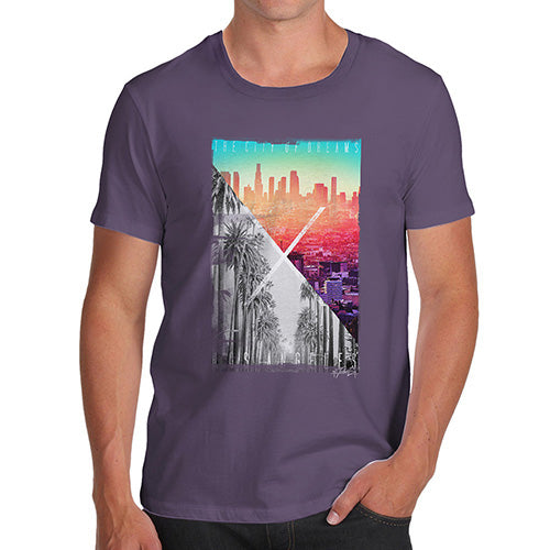 Funny T Shirts For Dad Los Angeles City Of Dreams Men's T-Shirt Small Plum