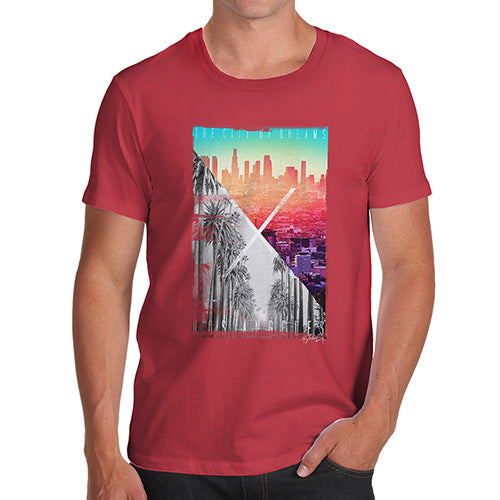 Funny Tee Shirts For Men Los Angeles City Of Dreams Men's T-Shirt X-Large Red