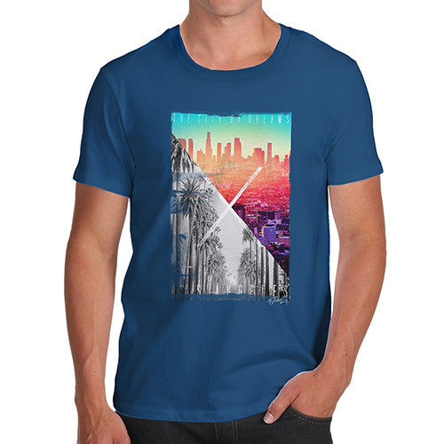 Funny Mens Tshirts Los Angeles City Of Dreams Men's T-Shirt Small Royal Blue