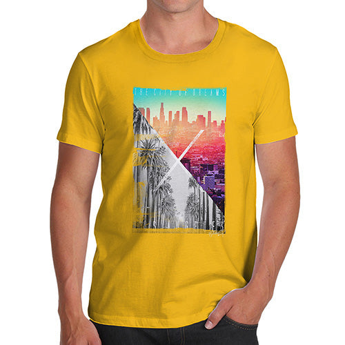 Funny T-Shirts For Guys Los Angeles City Of Dreams Men's T-Shirt X-Large Yellow