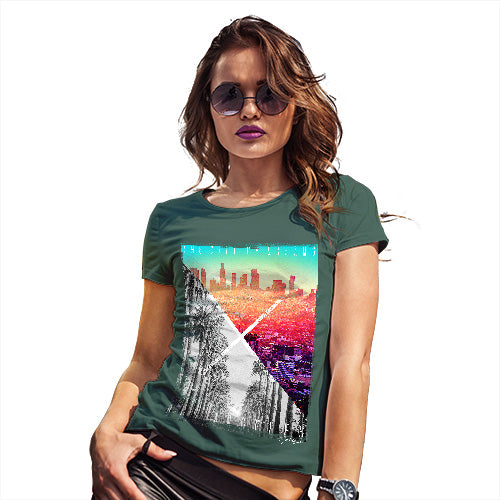 Novelty Gifts For Women Los Angeles City Of Dreams Women's T-Shirt Large Bottle Green