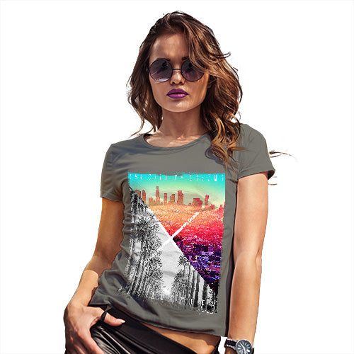 Funny Gifts For Women Los Angeles City Of Dreams Women's T-Shirt X-Large Khaki