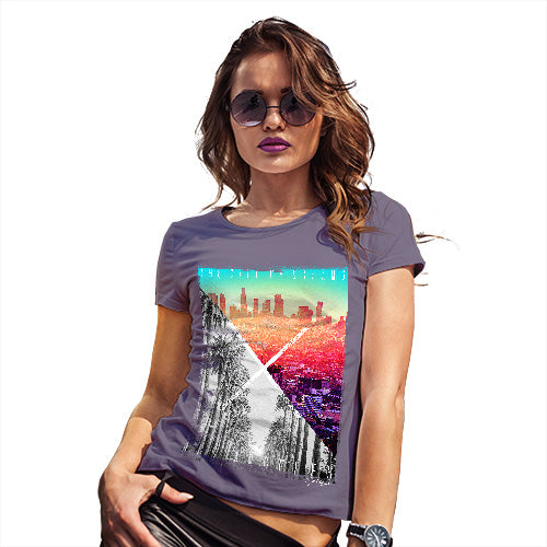 Funny Shirts For Women Los Angeles City Of Dreams Women's T-Shirt Large Plum