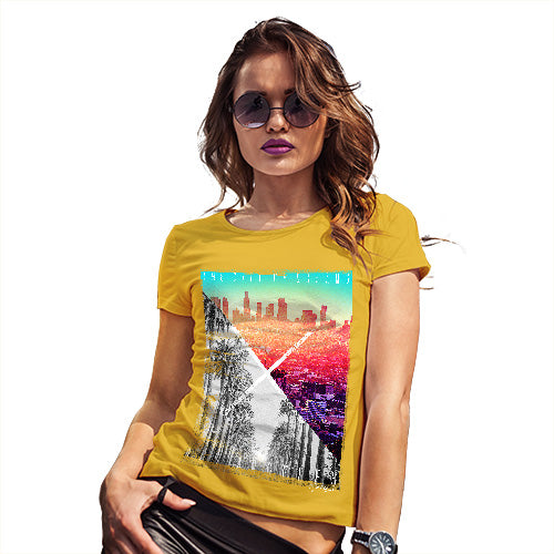 Funny Tee Shirts For Women Los Angeles City Of Dreams Women's T-Shirt Medium Yellow