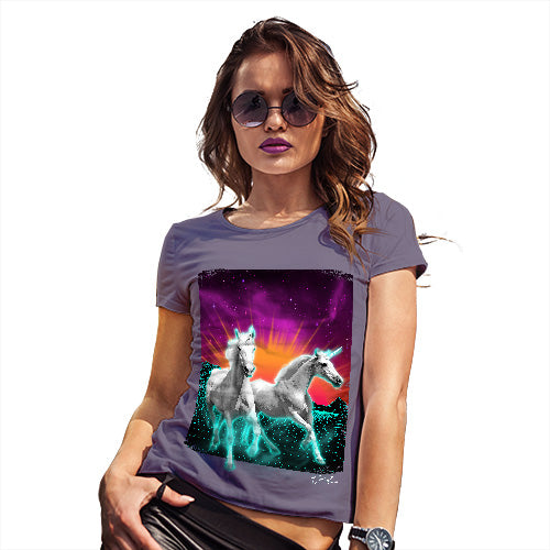 Funny T Shirts For Women Virtual Reality Unicorns Women's T-Shirt Small Plum