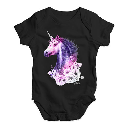 Pink Unicorn Flowers Baby Unisex Baby Grow Bodysuit