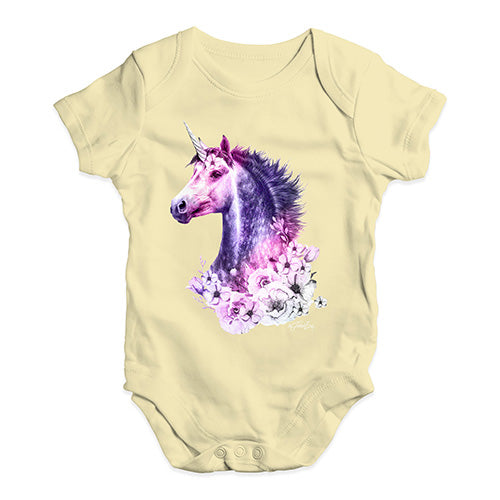 Pink Unicorn Flowers Baby Unisex Baby Grow Bodysuit