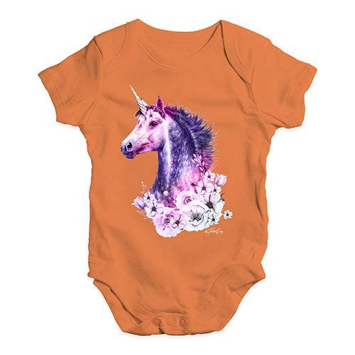 Pink Unicorn Flowers Baby Unisex Baby Grow Bodysuit