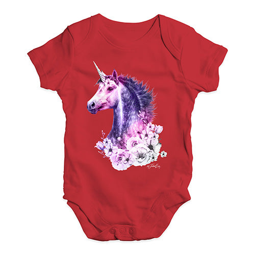 Pink Unicorn Flowers Baby Unisex Baby Grow Bodysuit