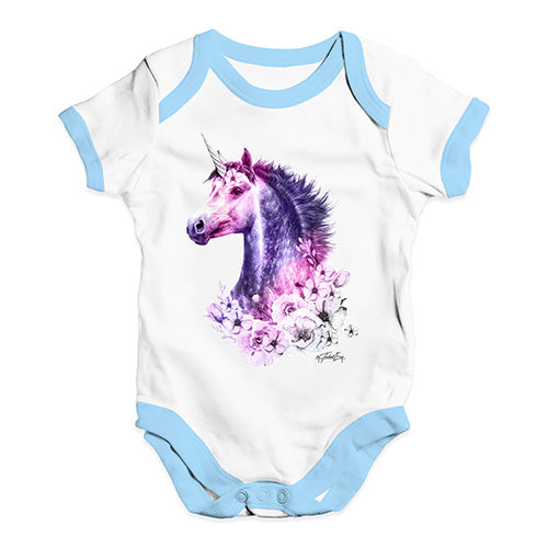 Pink Unicorn Flowers Baby Unisex Baby Grow Bodysuit