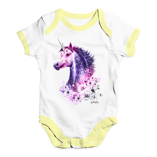 Pink Unicorn Flowers Baby Unisex Baby Grow Bodysuit