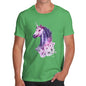 Funny Mens T Shirts Pink Unicorn Flowers Men's T-Shirt Large Green