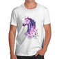 Funny Mens T Shirts Pink Unicorn Flowers Men's T-Shirt Medium White