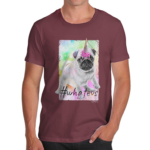 Funny Gifts For Men Unicorn Ice Cream Pug Men's T-Shirt Large Burgundy