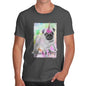 Mens Novelty T Shirt Christmas Unicorn Ice Cream Pug Men's T-Shirt X-Large Dark Grey