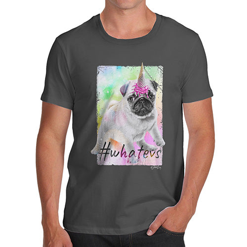 Mens Novelty T Shirt Christmas Unicorn Ice Cream Pug Men's T-Shirt X-Large Dark Grey