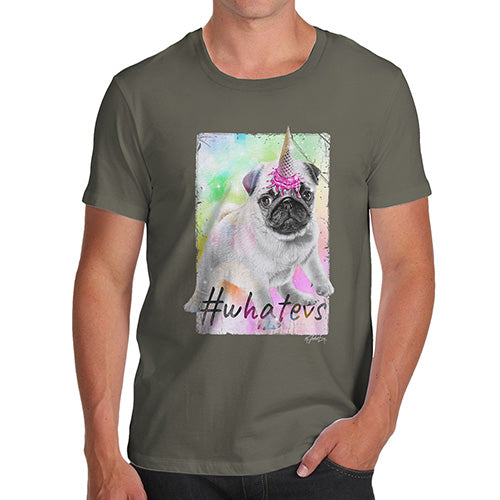 Funny Tshirts For Men Unicorn Ice Cream Pug Men's T-Shirt Large Khaki