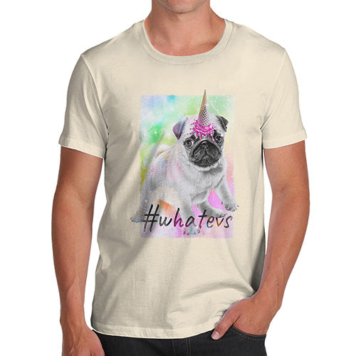 Novelty T Shirts For Dad Unicorn Ice Cream Pug Men's T-Shirt Small Natural