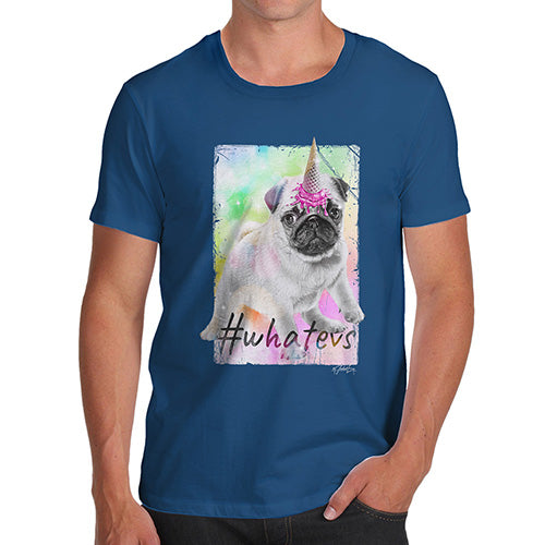 Funny T Shirts For Dad Unicorn Ice Cream Pug Men's T-Shirt X-Large Royal Blue