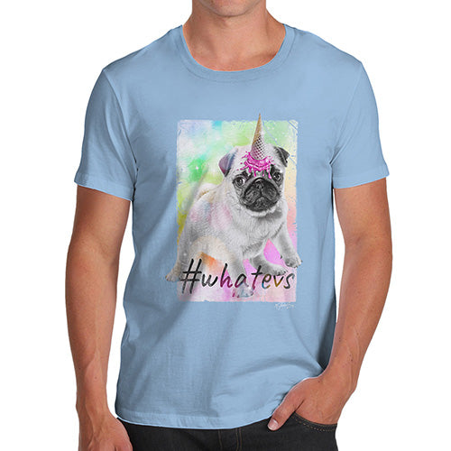 Funny T-Shirts For Guys Unicorn Ice Cream Pug Men's T-Shirt Small Sky Blue