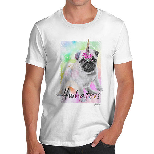 Funny Tshirts For Men Unicorn Ice Cream Pug Men's T-Shirt Large White