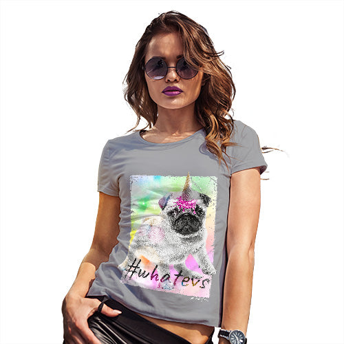 Funny Gifts For Women Unicorn Ice Cream Pug Women's T-Shirt Large Light Grey