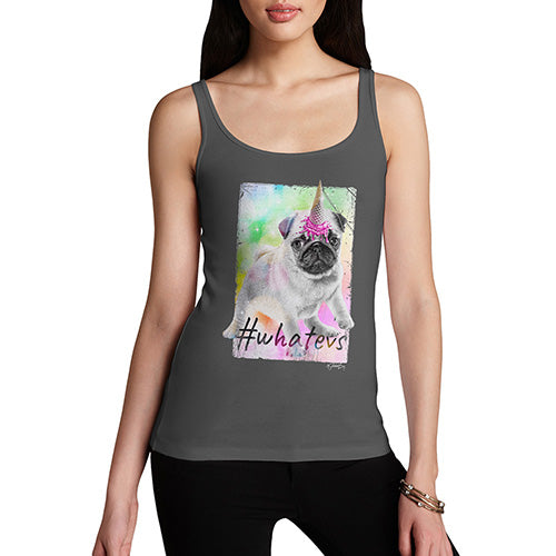 Womens Funny Tank Top Unicorn Ice Cream Pug Women's Tank Top X-Large Dark Grey