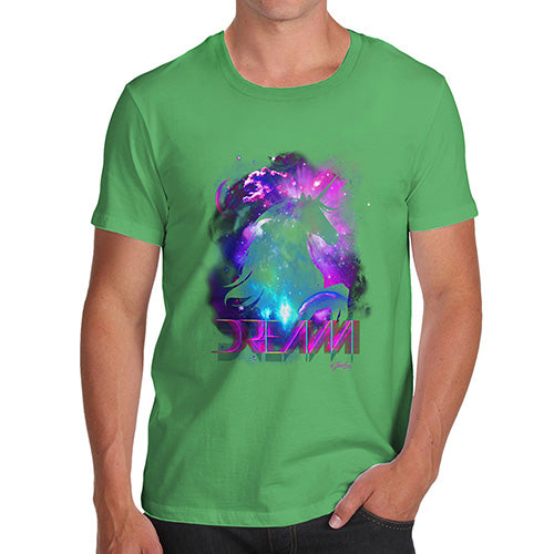 Novelty Tshirts Men Funny Purple Dream Unicorn Men's T-Shirt Small Green