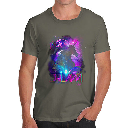 Funny T Shirts For Dad Purple Dream Unicorn Men's T-Shirt X-Large Khaki