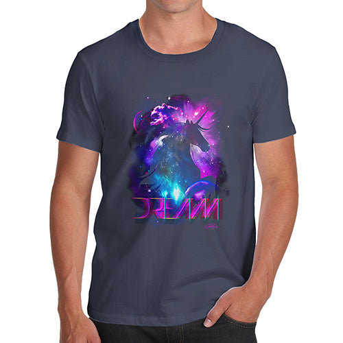 Funny Tee Shirts For Men Purple Dream Unicorn Men's T-Shirt Medium Navy
