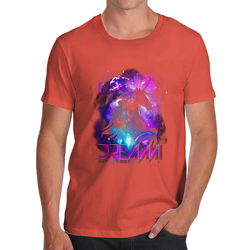 Funny Mens Tshirts Purple Dream Unicorn Men's T-Shirt Large Orange