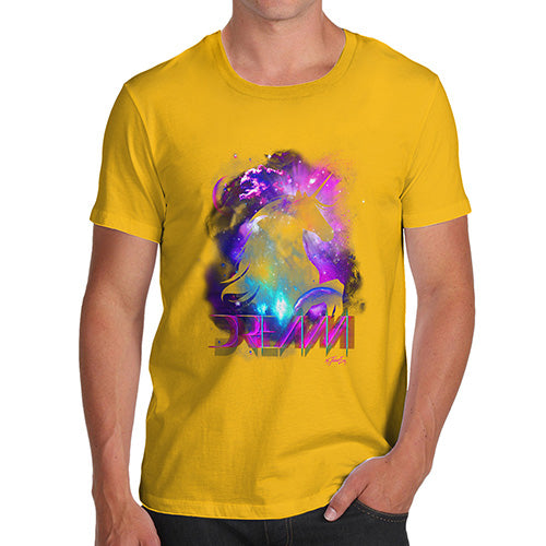 Funny Mens T Shirts Purple Dream Unicorn Men's T-Shirt Small Yellow