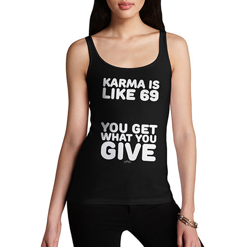 Novelty Tank Top Women Karma Is Like 69 Women's Tank Top Small Black