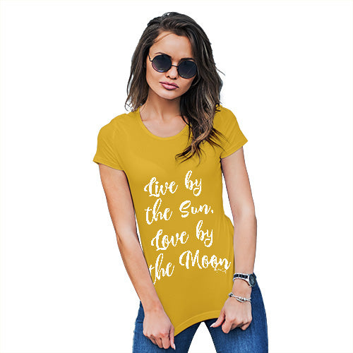 Funny T Shirts For Mom Live By The Sun Love By The Moon Women's T-Shirt X-Large Yellow
