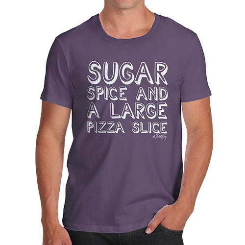 Funny T Shirts For Men Sugar Spice Pizza Slice Men's T-Shirt Medium Plum