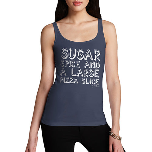 Womens Novelty Tank Top Christmas Sugar Spice Pizza Slice Women's Tank Top Small Navy