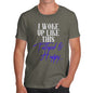 Funny Tee For Men I Woke Up Tattooed And Happy Men's T-Shirt Small Khaki