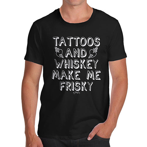 Mens Funny Sarcasm T Shirt Tattoos And Whiskey Men's T-Shirt X-Large Black