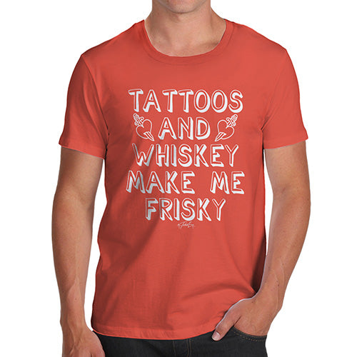 Funny Mens T Shirts Tattoos And Whiskey Men's T-Shirt Medium Orange