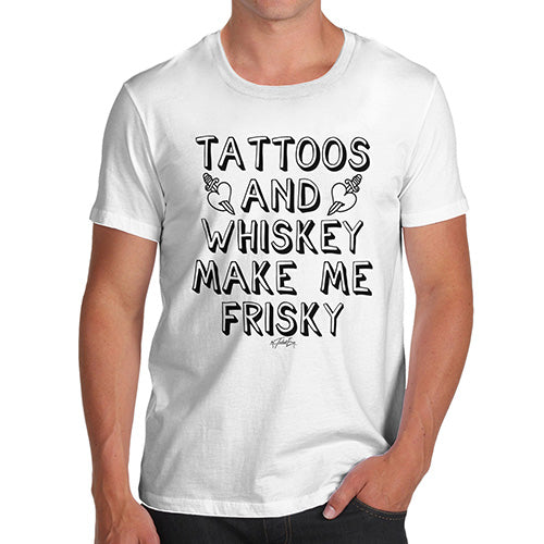 Novelty Tshirts Men Tattoos And Whiskey Men's T-Shirt Large White