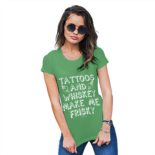 Novelty Tshirts Women Tattoos And Whiskey Women's T-Shirt Small Green