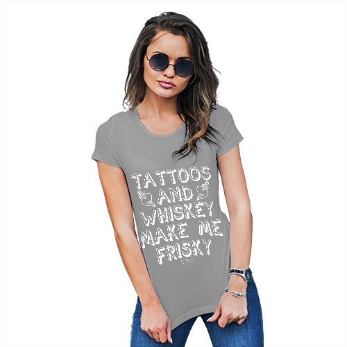 Funny T Shirts For Mom Tattoos And Whiskey Women's T-Shirt X-Large Light Grey
