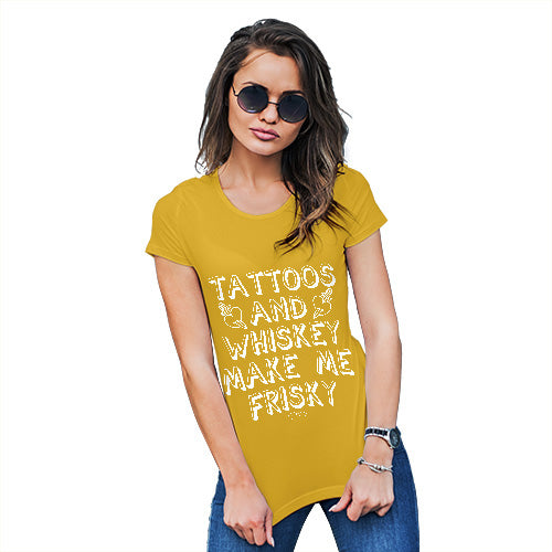 Womens T-Shirt Funny Geek Nerd Hilarious Joke Tattoos And Whiskey Women's T-Shirt Small Yellow