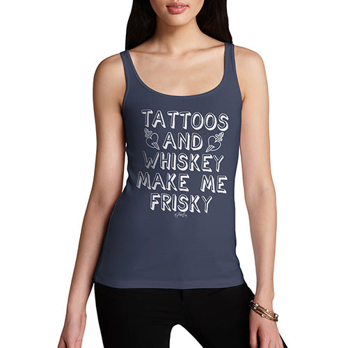 Funny Tank Tops For Women Tattoos And Whiskey Women's Tank Top Large Navy